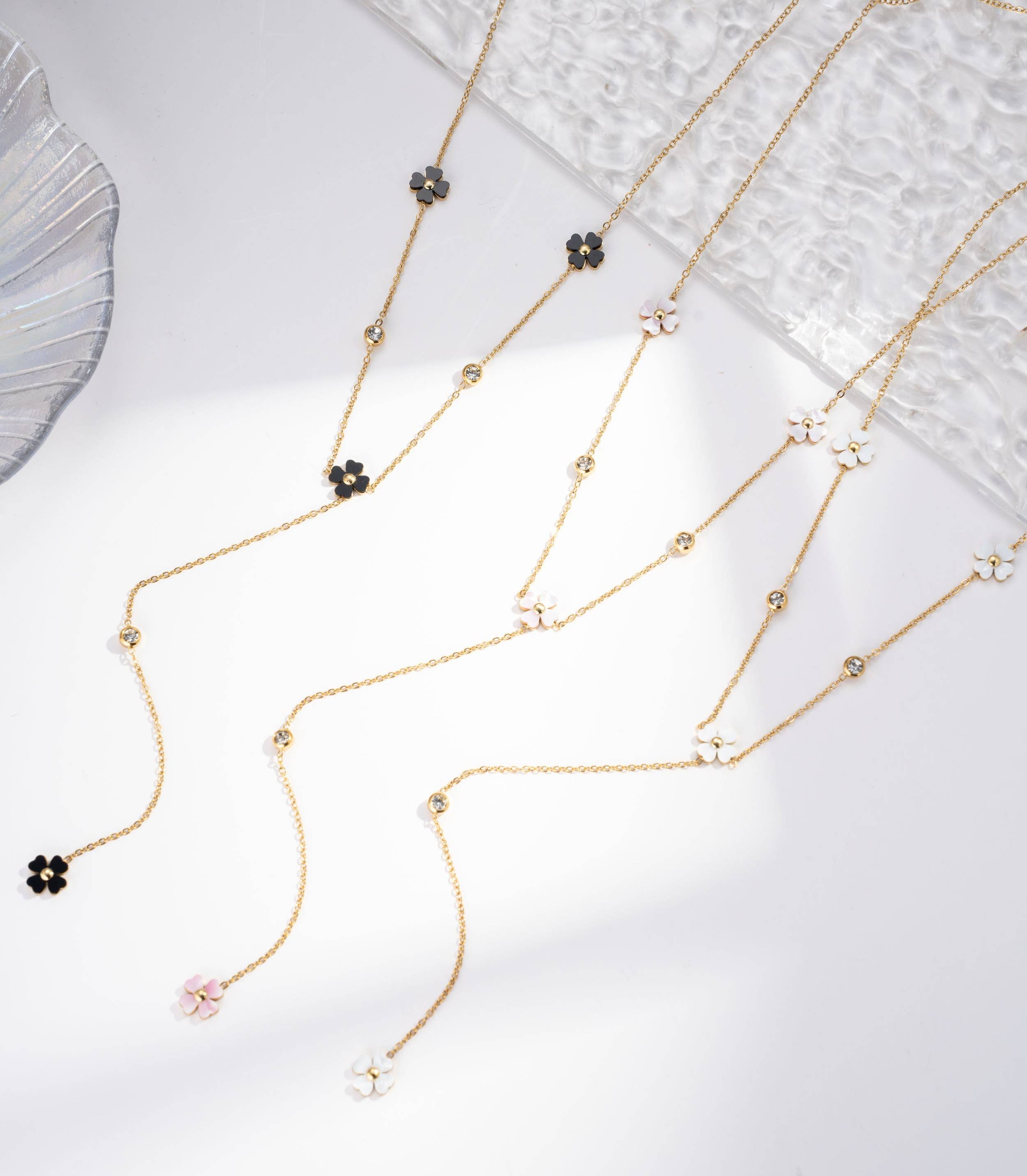 Boho Studio gold-tone necklaces set with pearly flower pendants