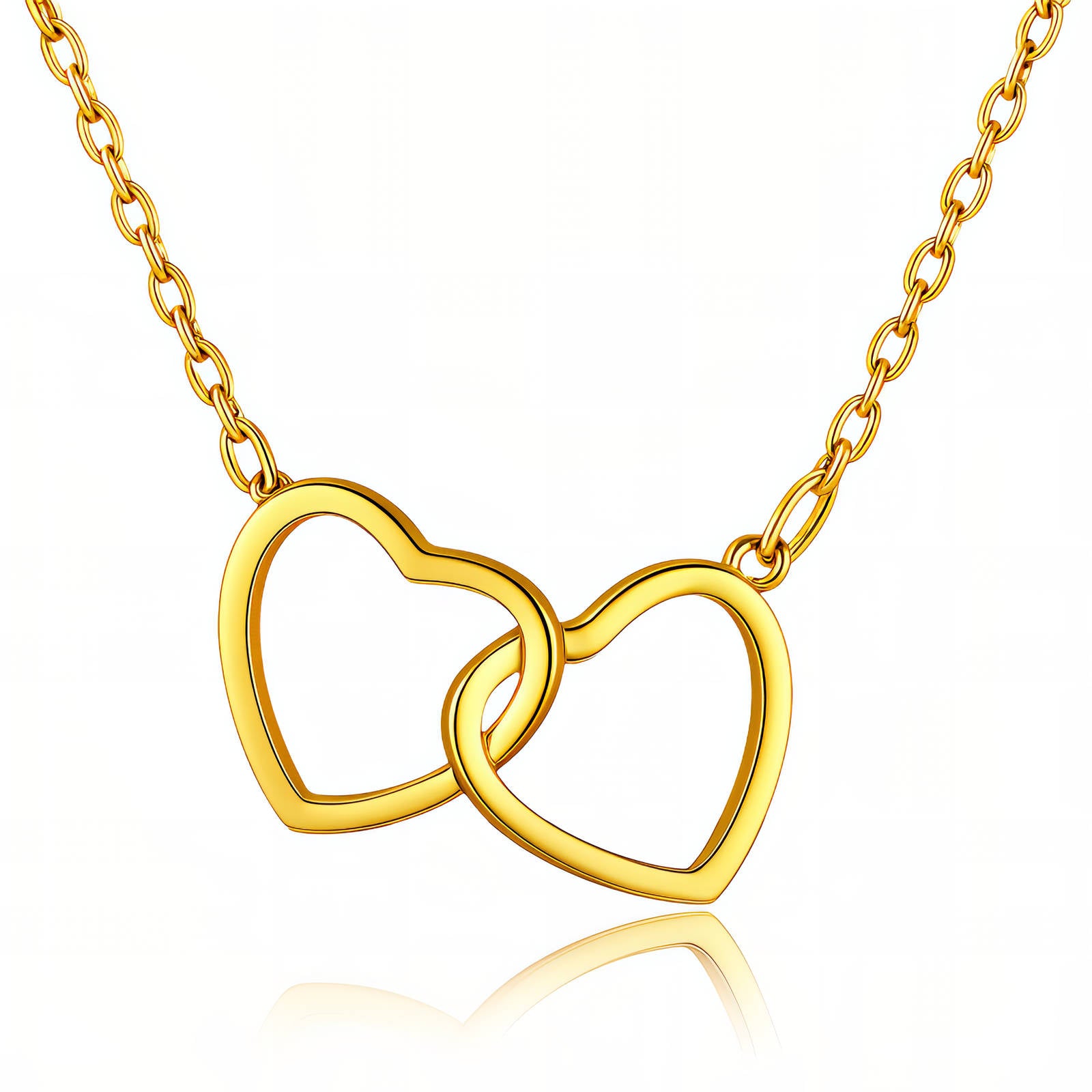 Waterproof gold hearts pendant necklace by Boho Studio