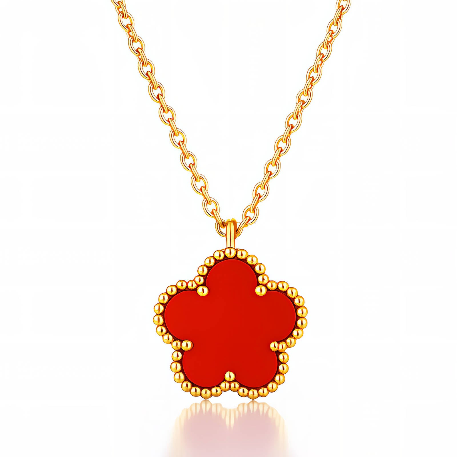 Waterproof gold flower pendant necklace by Boho Studio