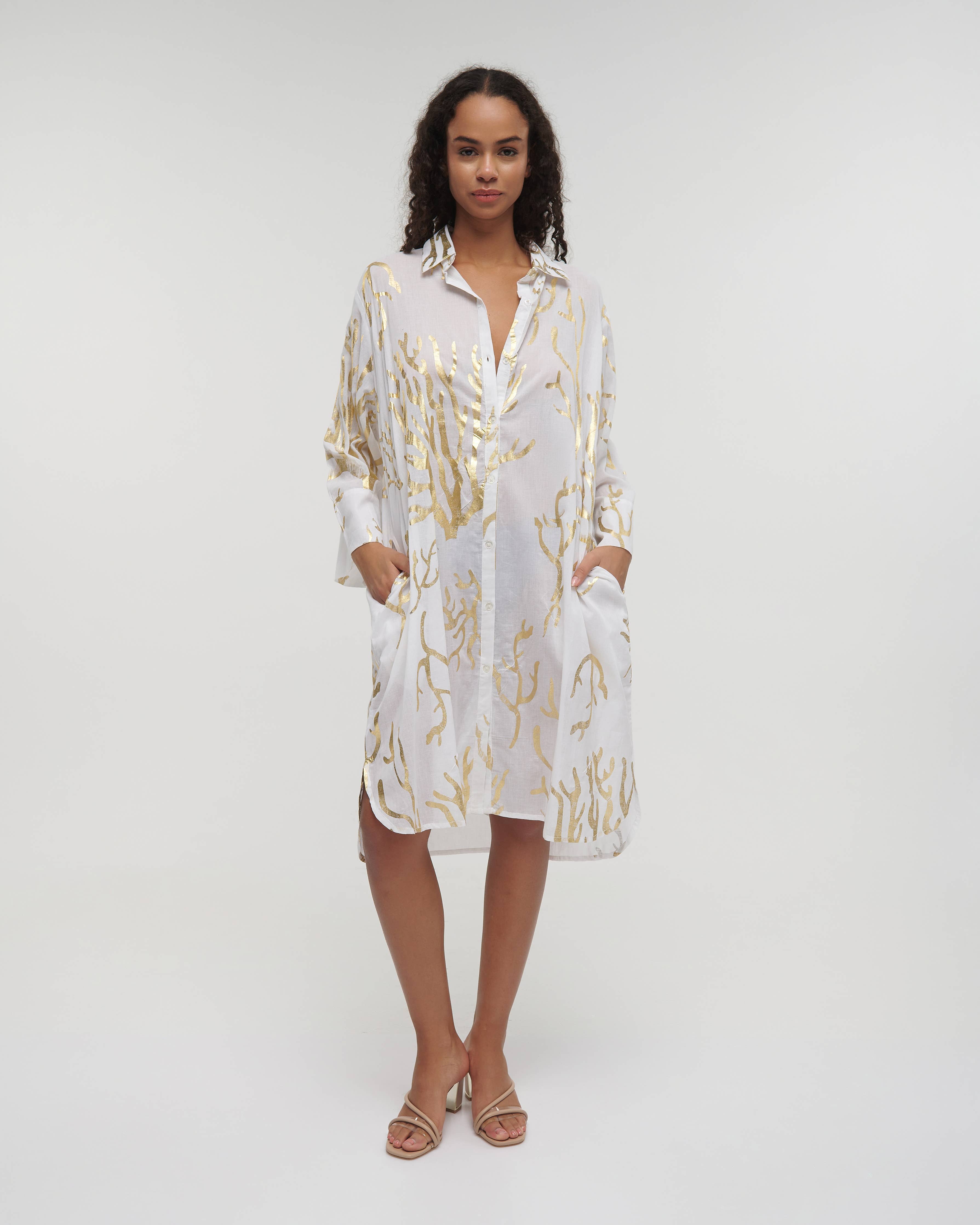 Boho Studio ivory cotton kaftan for resort wear