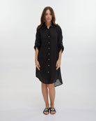 Boho Studio black cotton long-sleeve resort tunic