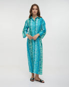 Boho Studio azure and jade cotton tunic for resort wear