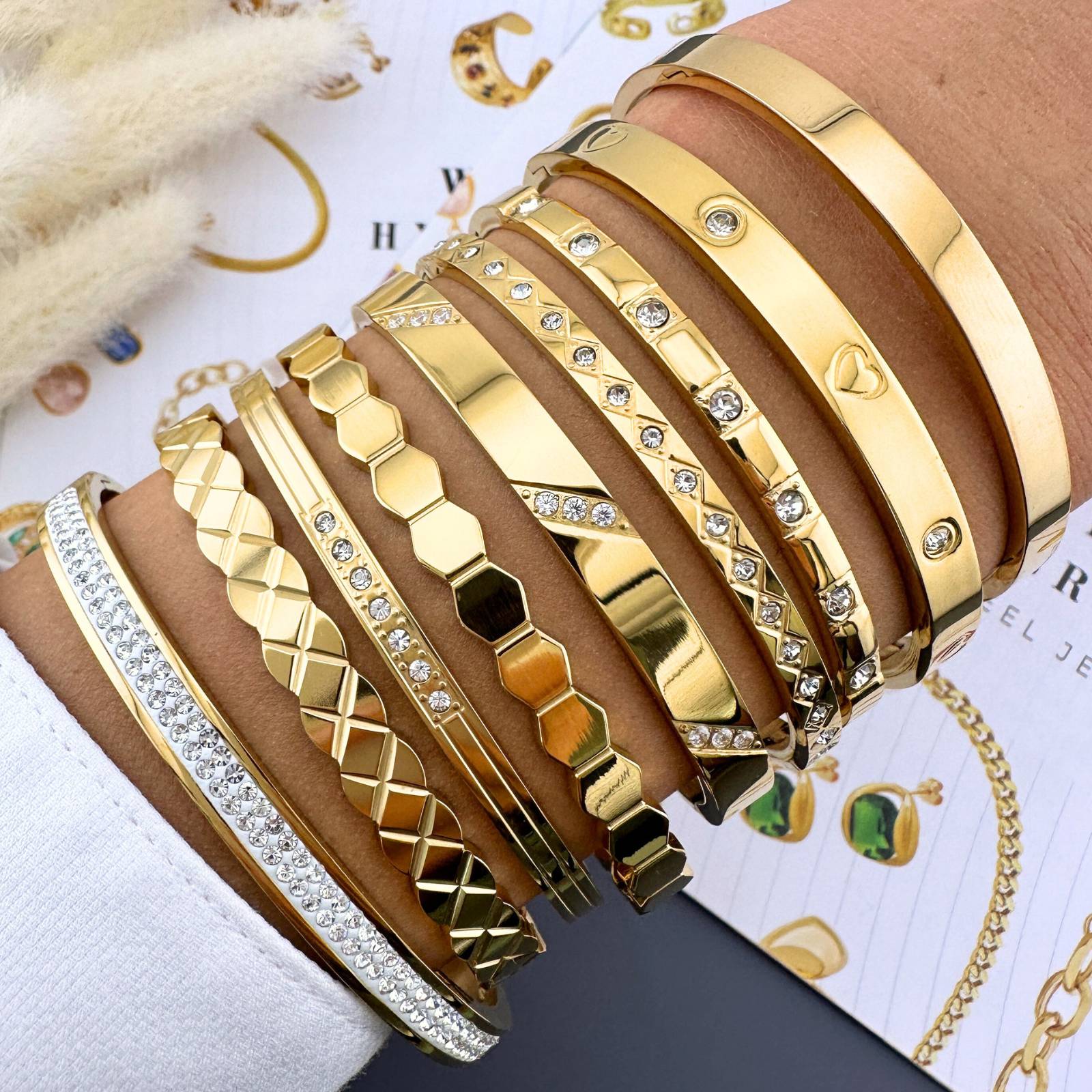 Hearts Bracelet, 18K Gold Plated Steel