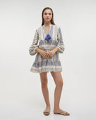 Boho Studio white and cobalt cotton maxi summer dress