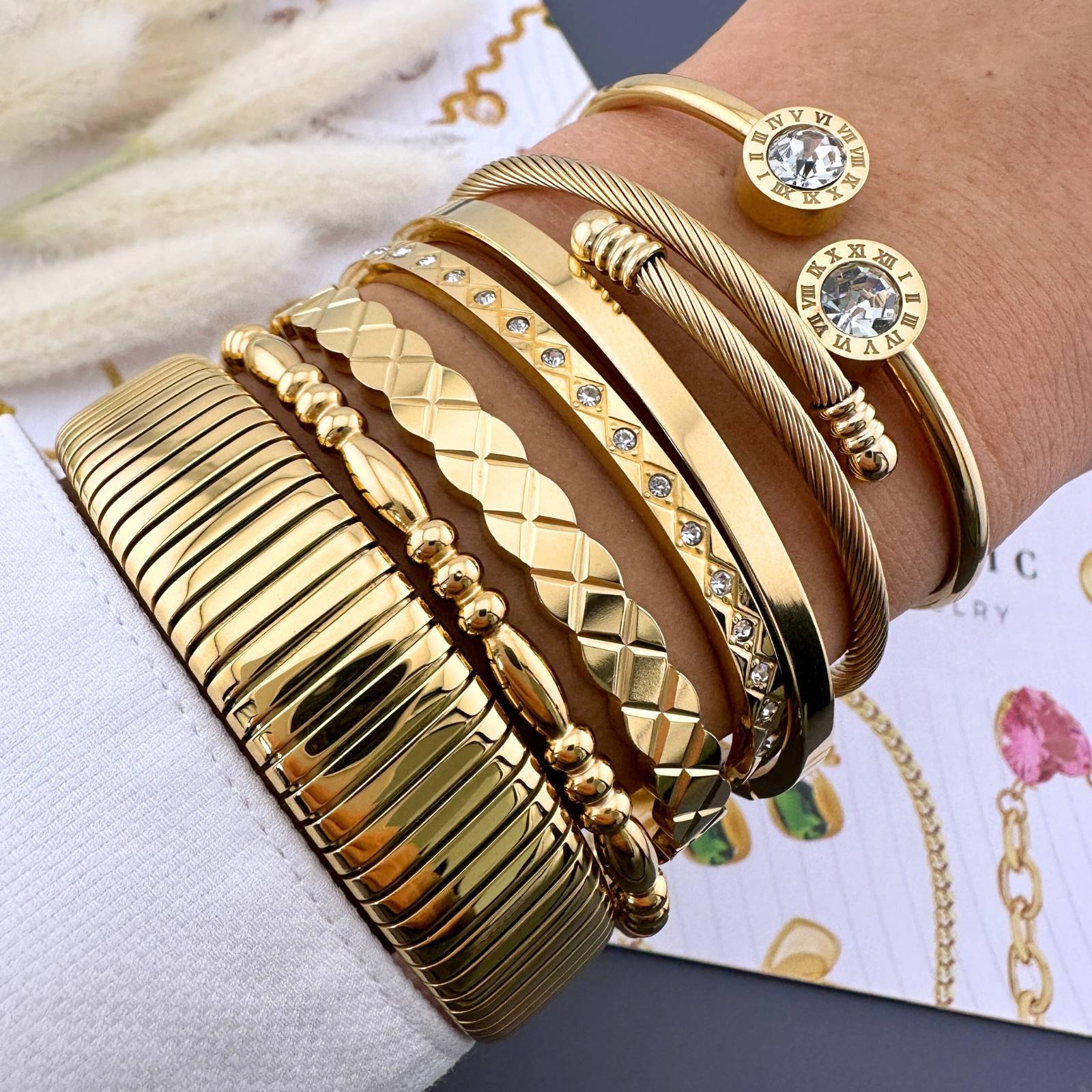Bracelet, 18K Gold Plated Steel