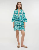 Boho Studio ivory and seafoam cotton resort kaftan