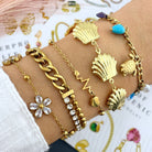 Hearts Anklet, 18K Gold Plated Steel