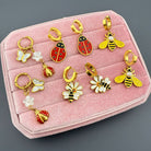 Bees Earrings, 18K Gold Plated Steel