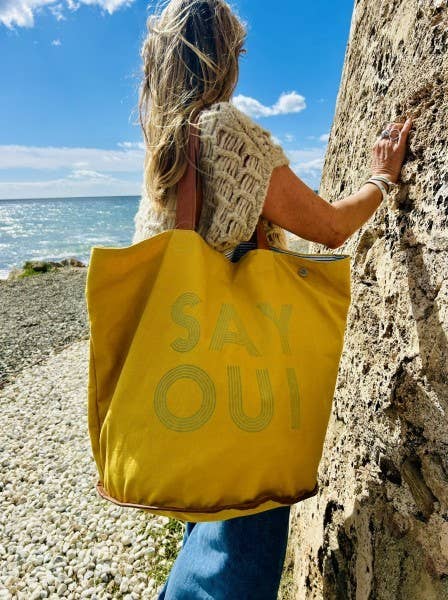 Boho Studio Sardinia olive green canvas tote bag