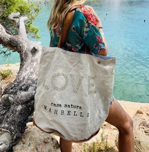 Boho Studio Taormina natural canvas tote bag
