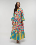 Boho Studio red cotton floor-length resort gown for the beach and evening