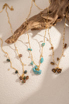 Boho Studio gold-tone stainless steel necklaces set with natural stone beads
