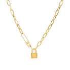 Waterproof 18K gold-plated lock pendant necklace by Boho Studio