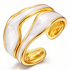 Waterproof gold adjustable enamel ring by Boho Studio