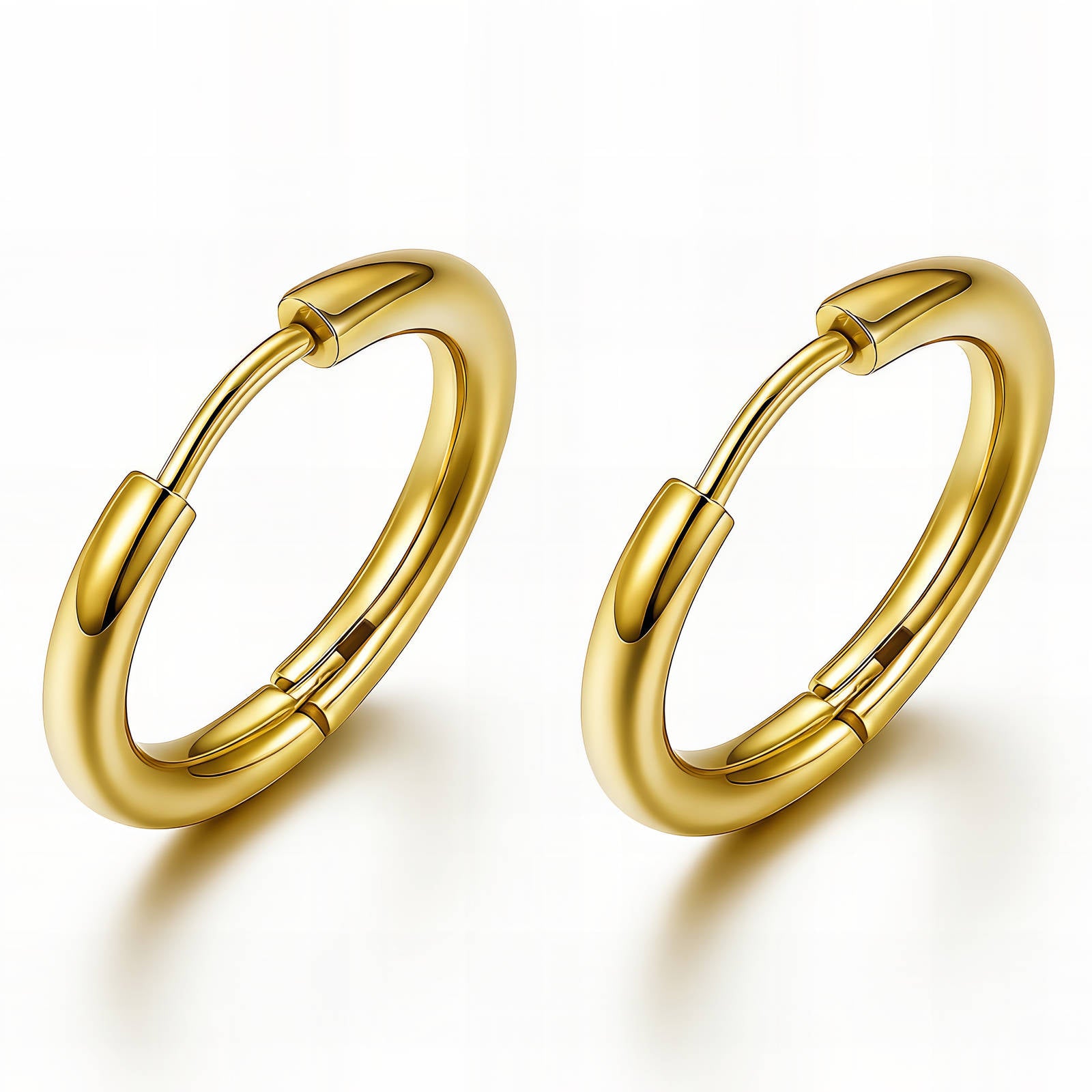 Waterproof gold huggie hoop earrings by Boho Studio