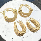 Earrings, 18K Gold Plated Steel