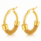 Waterproof gold hoop stud earrings by Boho Studio