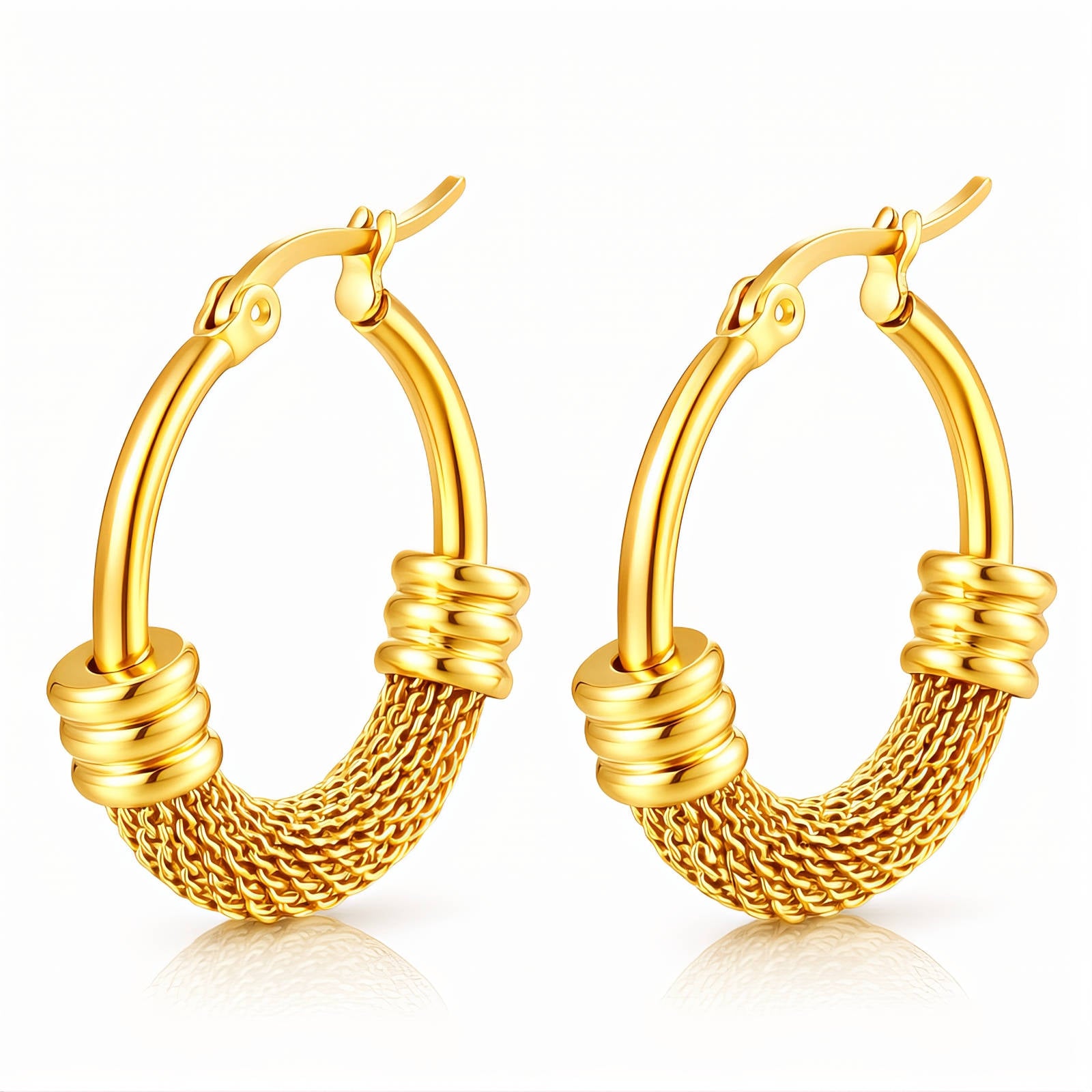 Waterproof gold hoop stud earrings by Boho Studio