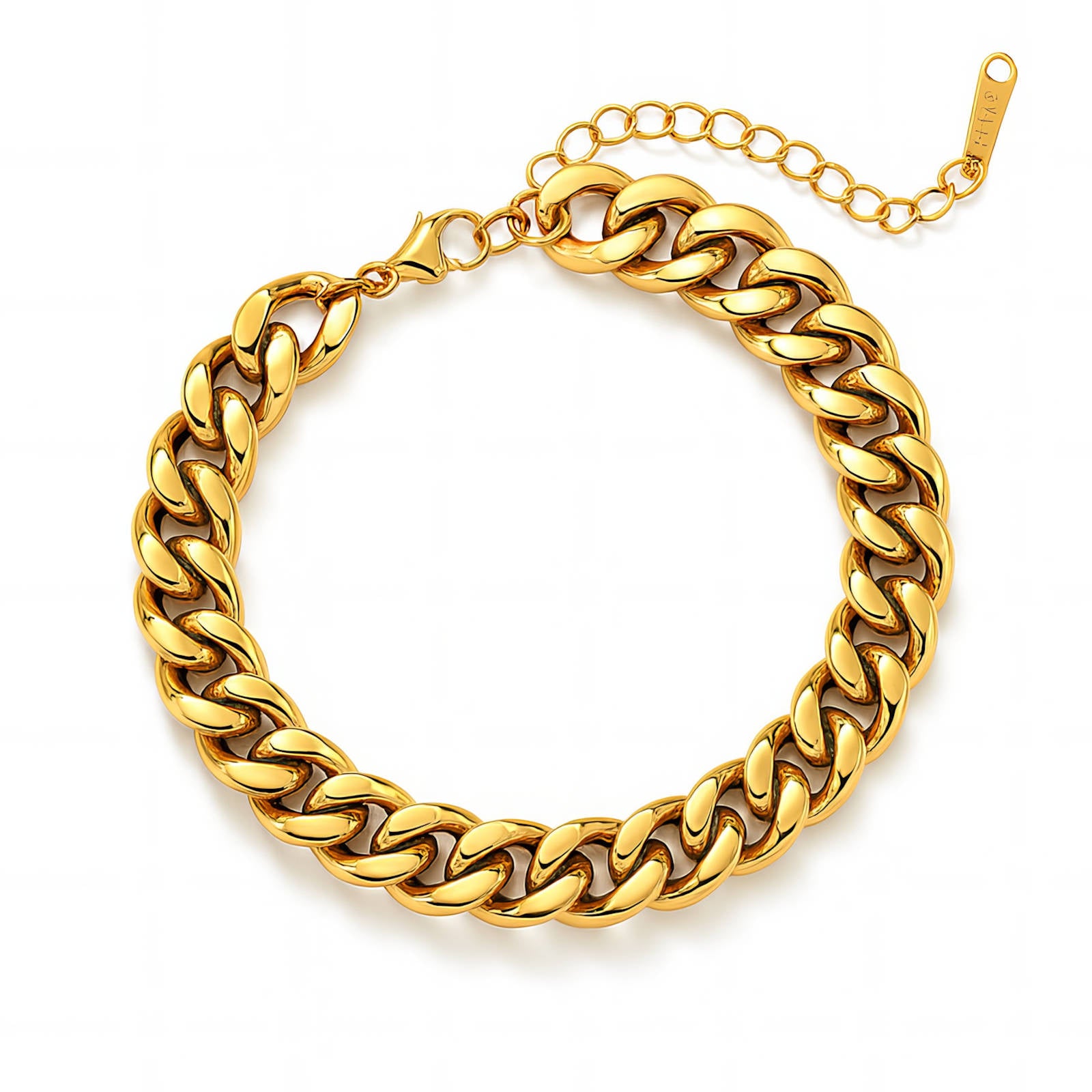 Waterproof wide 18K gold-plated chain bracelet by Boho Studio