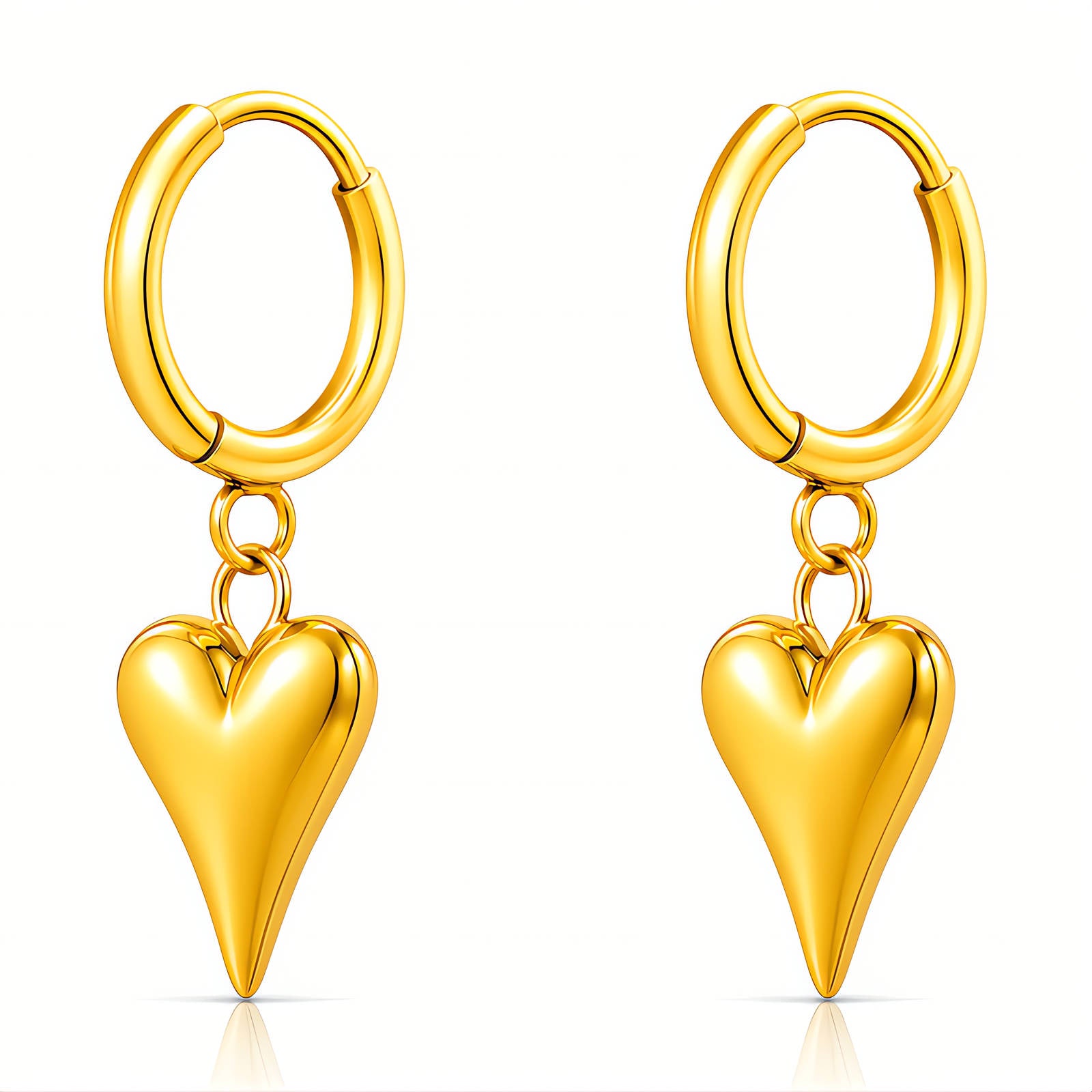Waterproof gold hearts hoop earrings for beach and everyday wear by Boho Studio