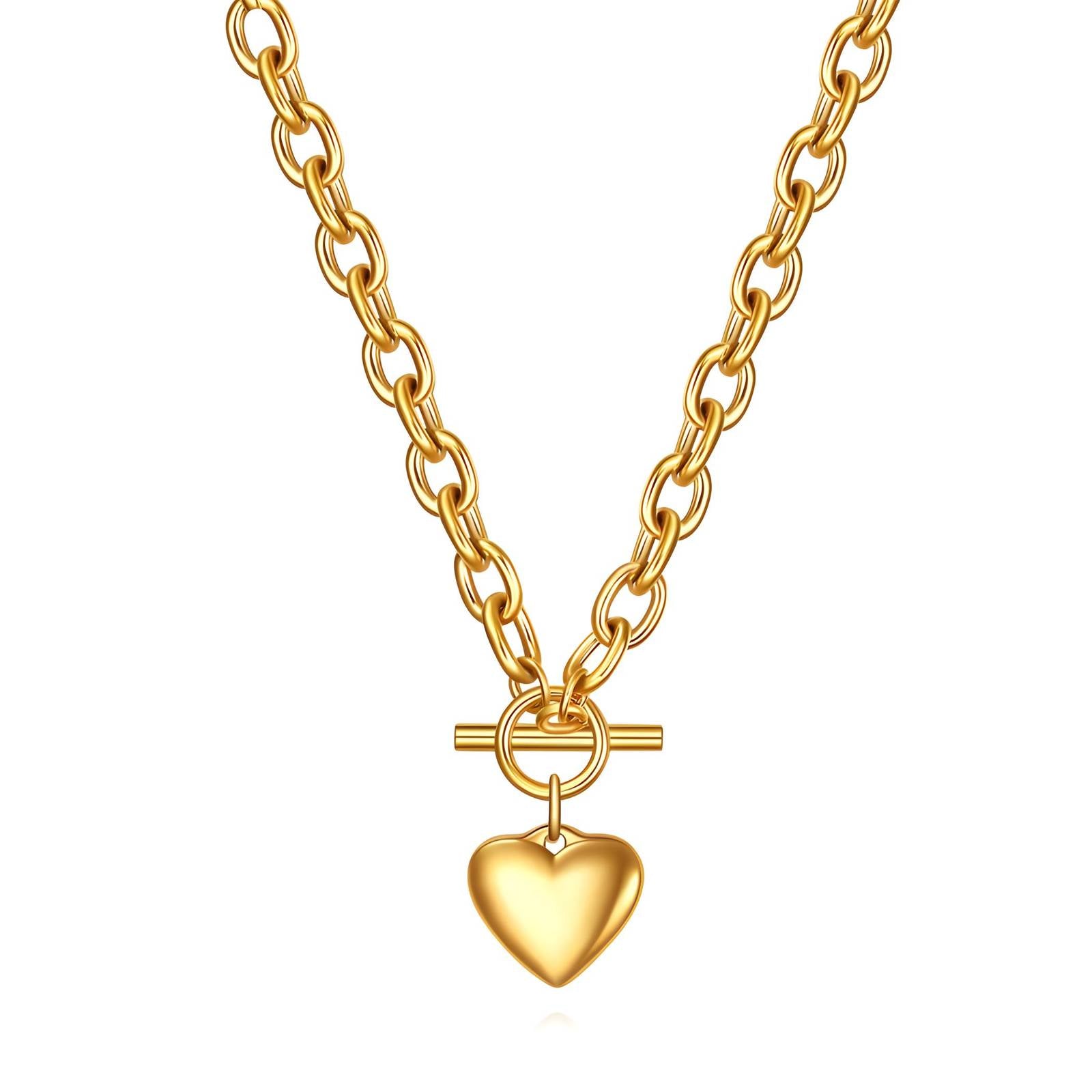 Waterproof 18K gold-plated heart pendant necklace by Boho Studio