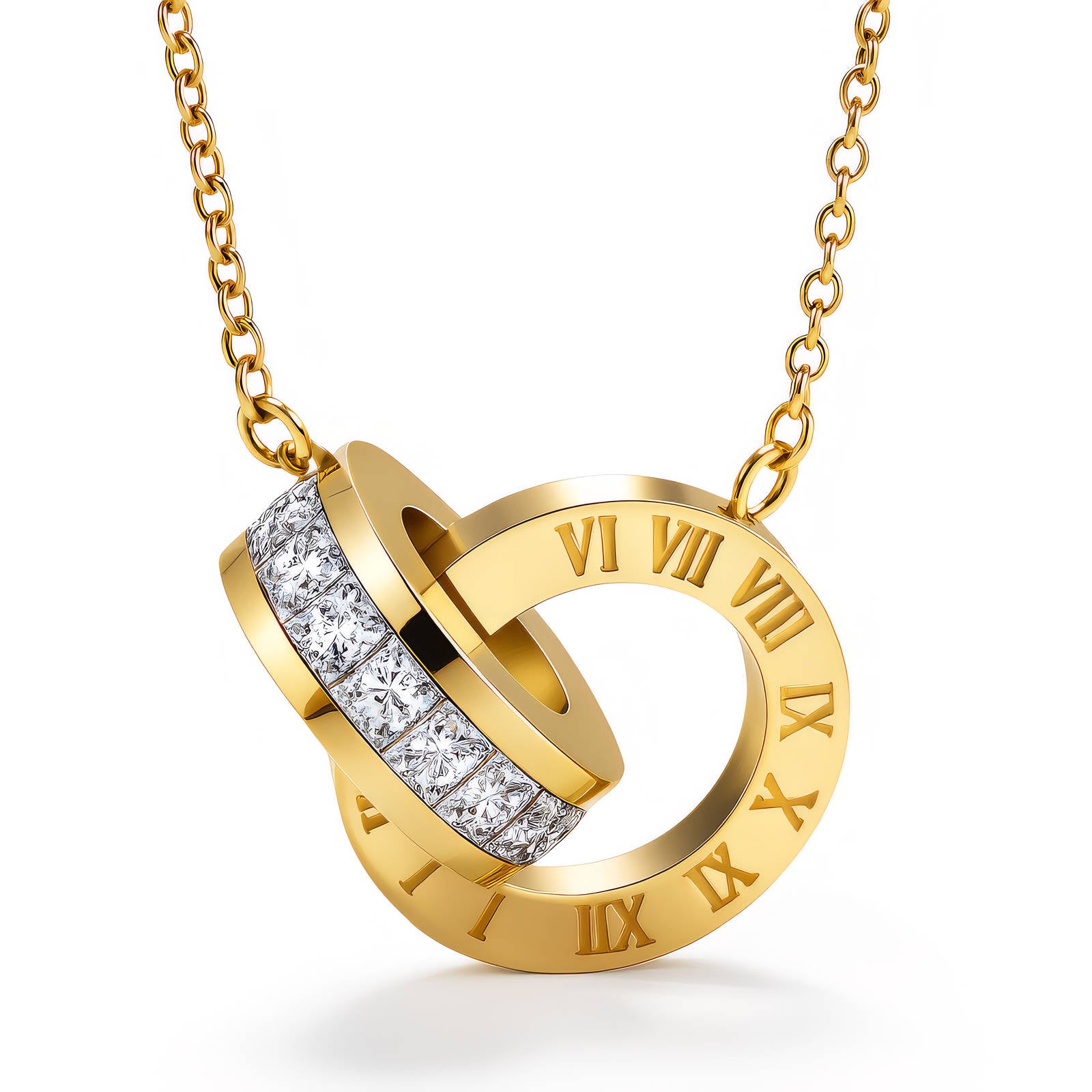 Waterproof 18K gold-plated cubic zirconia pendant necklace by Boho Studio