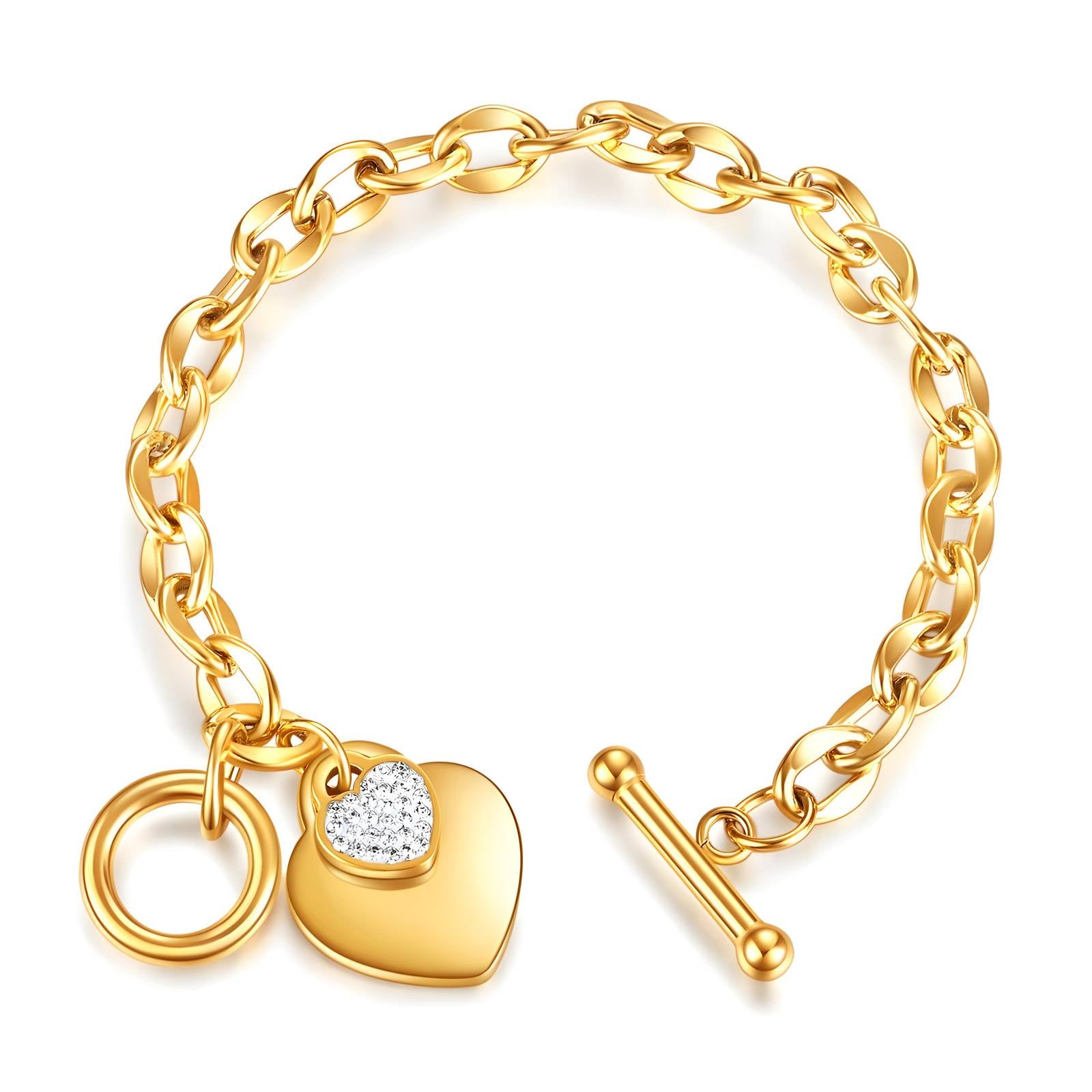 Waterproof gold hearts bracelet for beach and everyday wear by Boho Studio