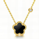 Waterproof gold flower pendant necklace with zirconia by Boho Studio