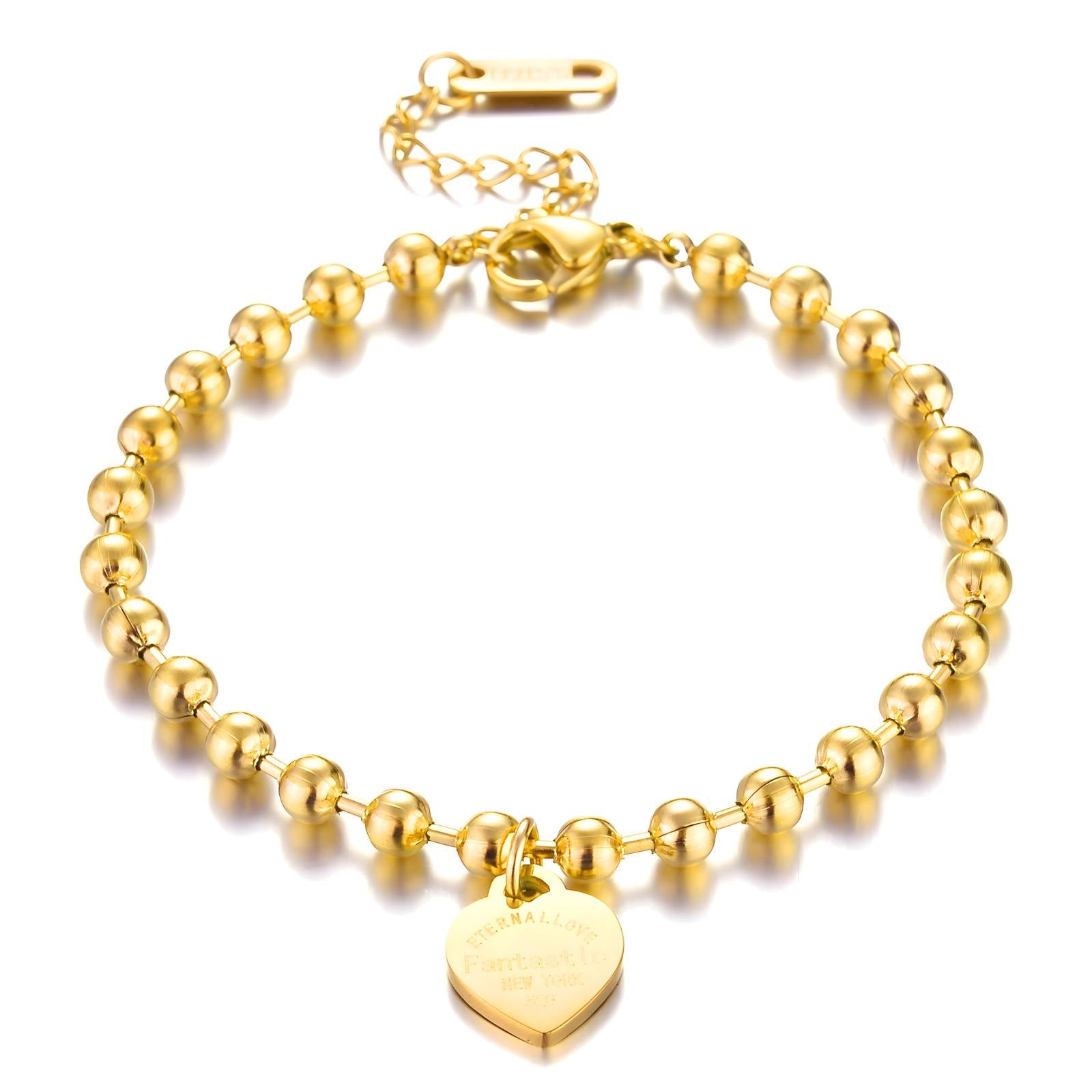 Waterproof gold hearts bracelet for beach and everyday wear by Boho Studio