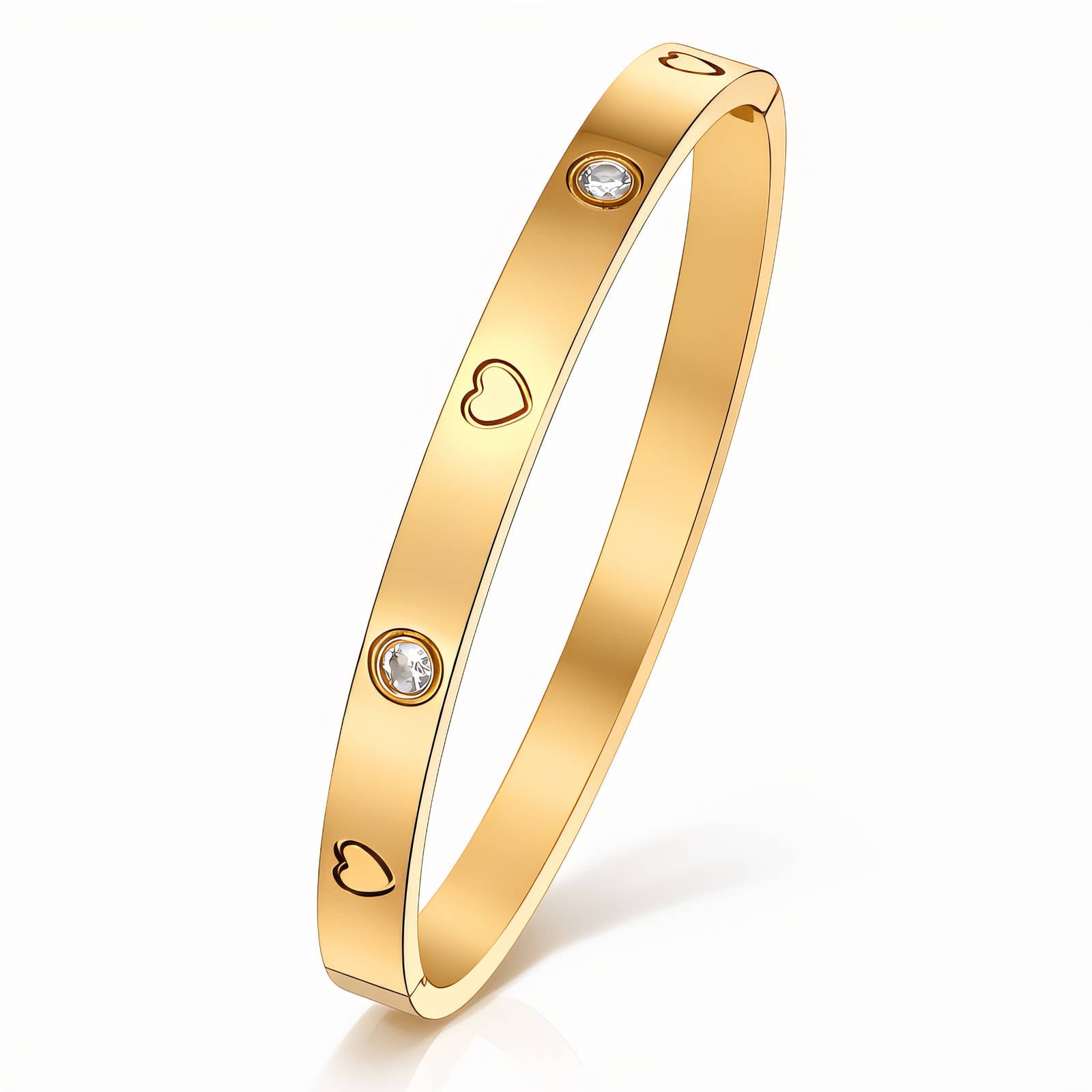 Waterproof 18K gold-plated hearts bangle by Boho Studio