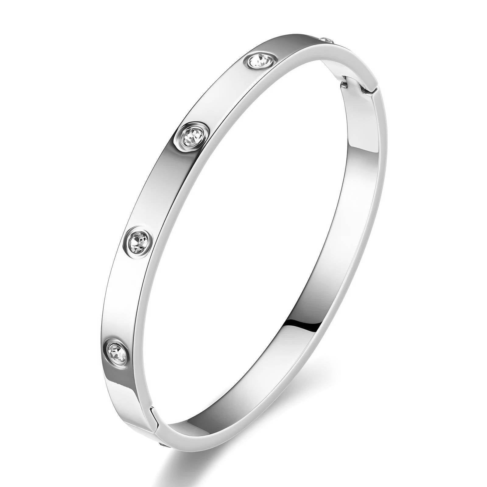Waterproof stainless steel cubic zirconia bangle by Boho Studio