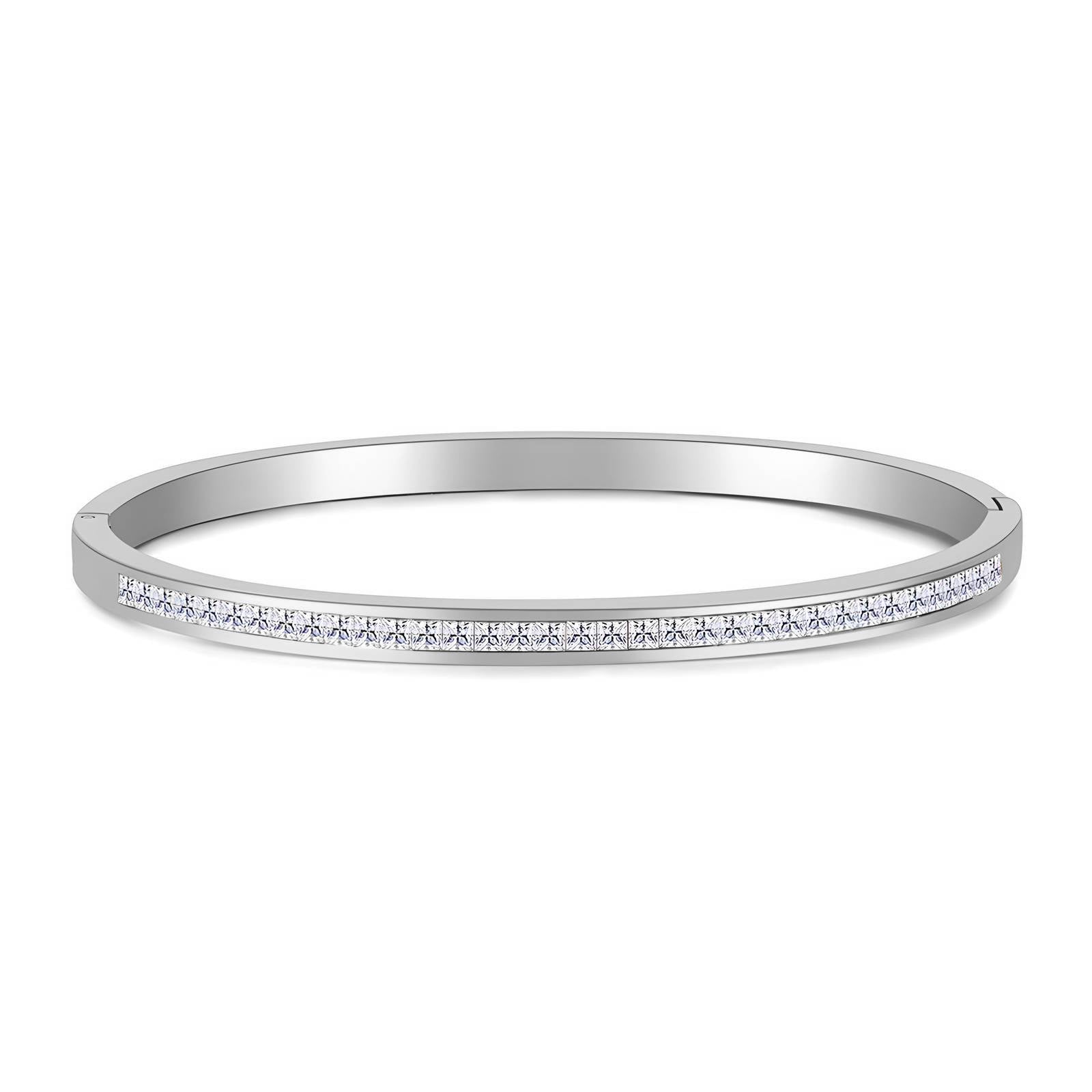 Waterproof stainless steel bangle bracelet with cubic zirconia by Boho Studio