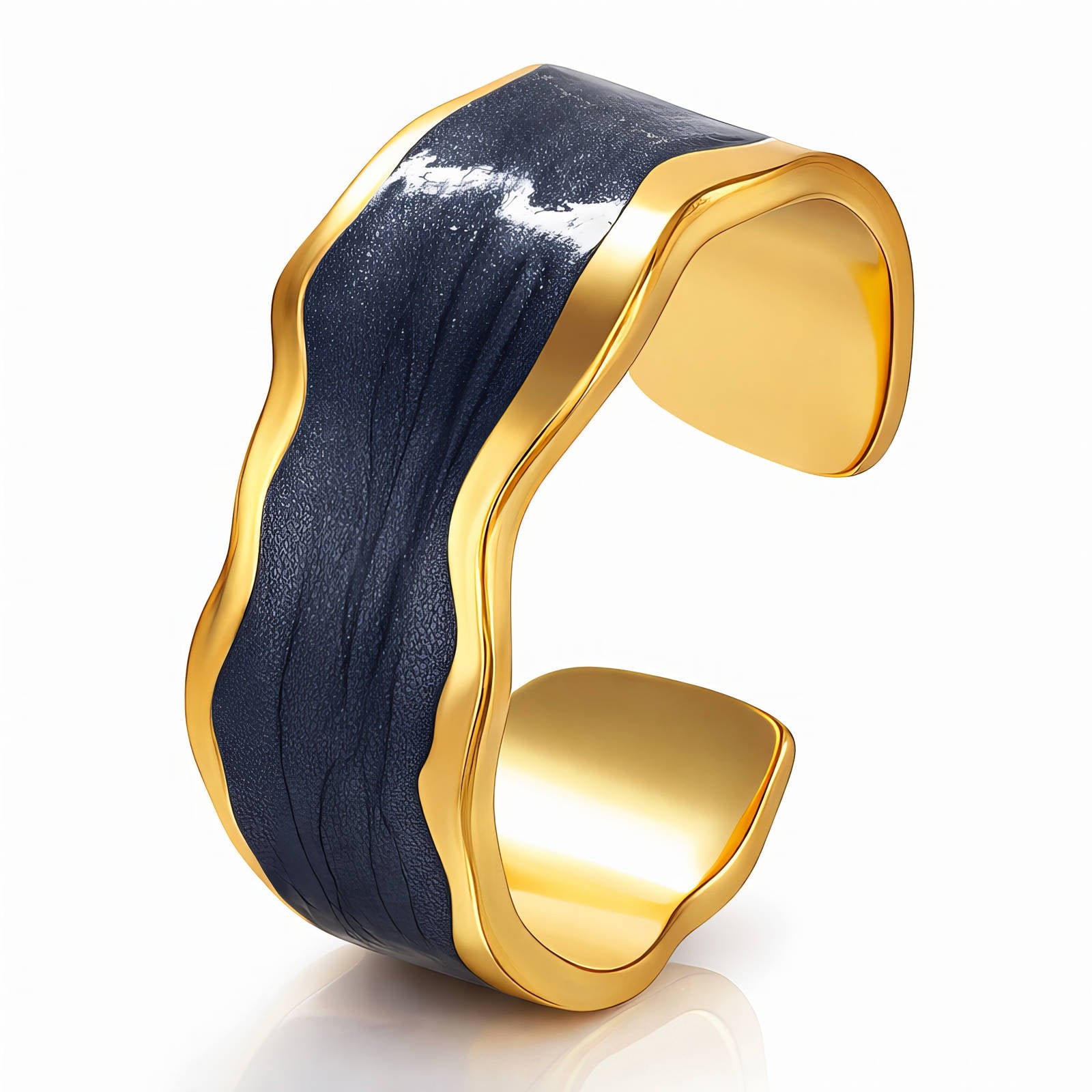 Waterproof gold enamel ring for beach and everyday wear by Boho Studio