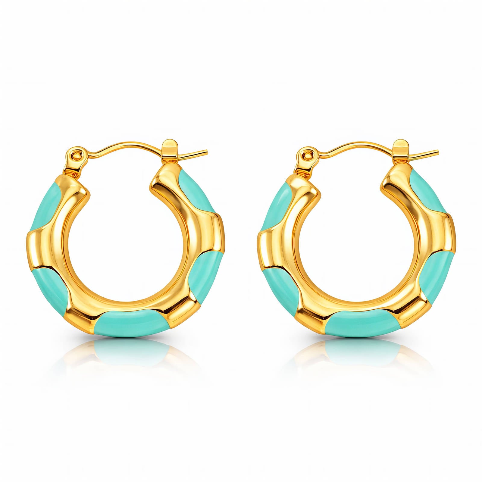 Waterproof 18K gold-plated enamel stud earrings by Boho Studio
