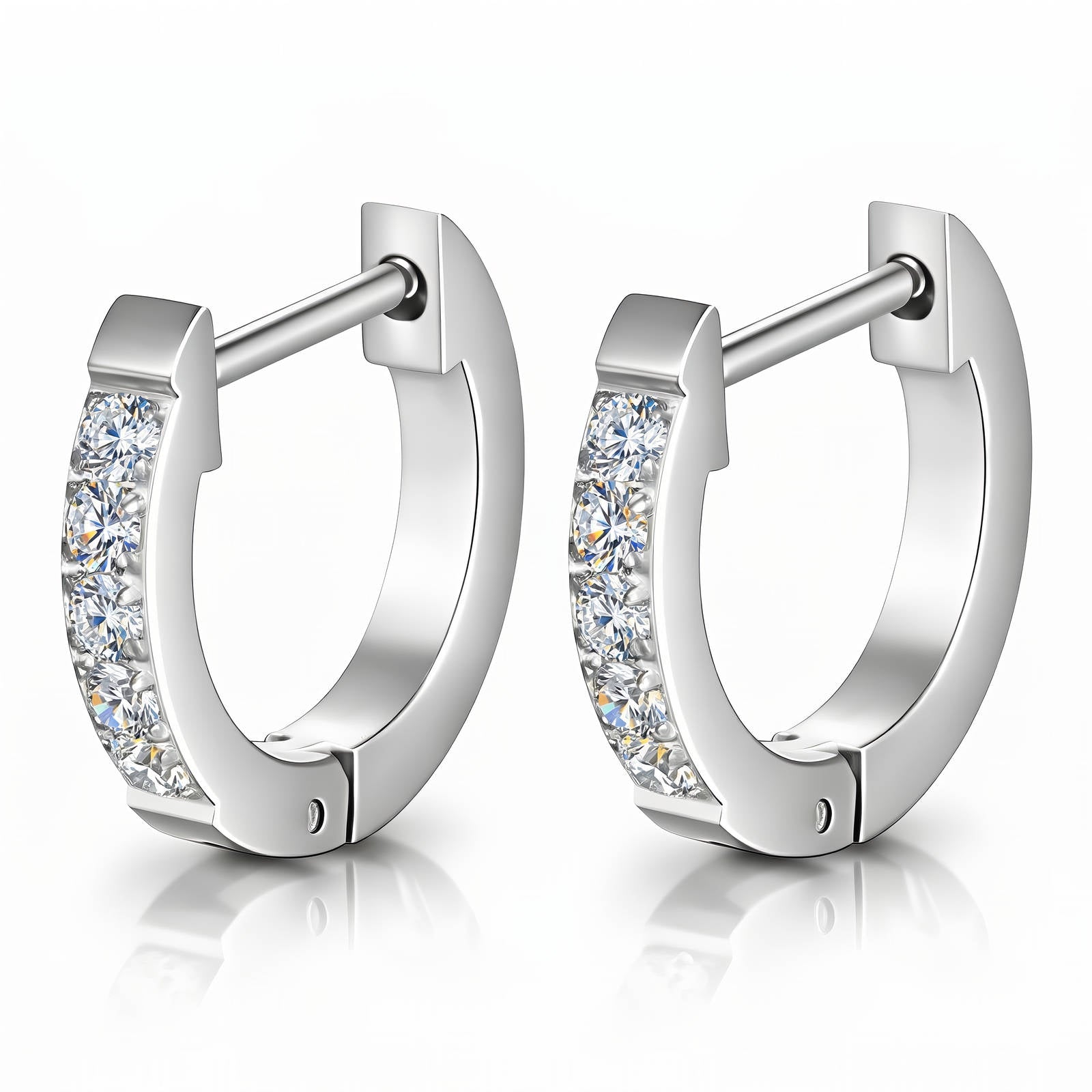Waterproof stainless steel cubic zirconia hoop earrings by Boho Studio