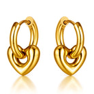 Waterproof gold hearts hoop earrings by Boho Studio