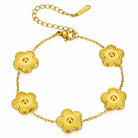 Waterproof gold flower bracelet for beach and everyday wear by Boho Studio