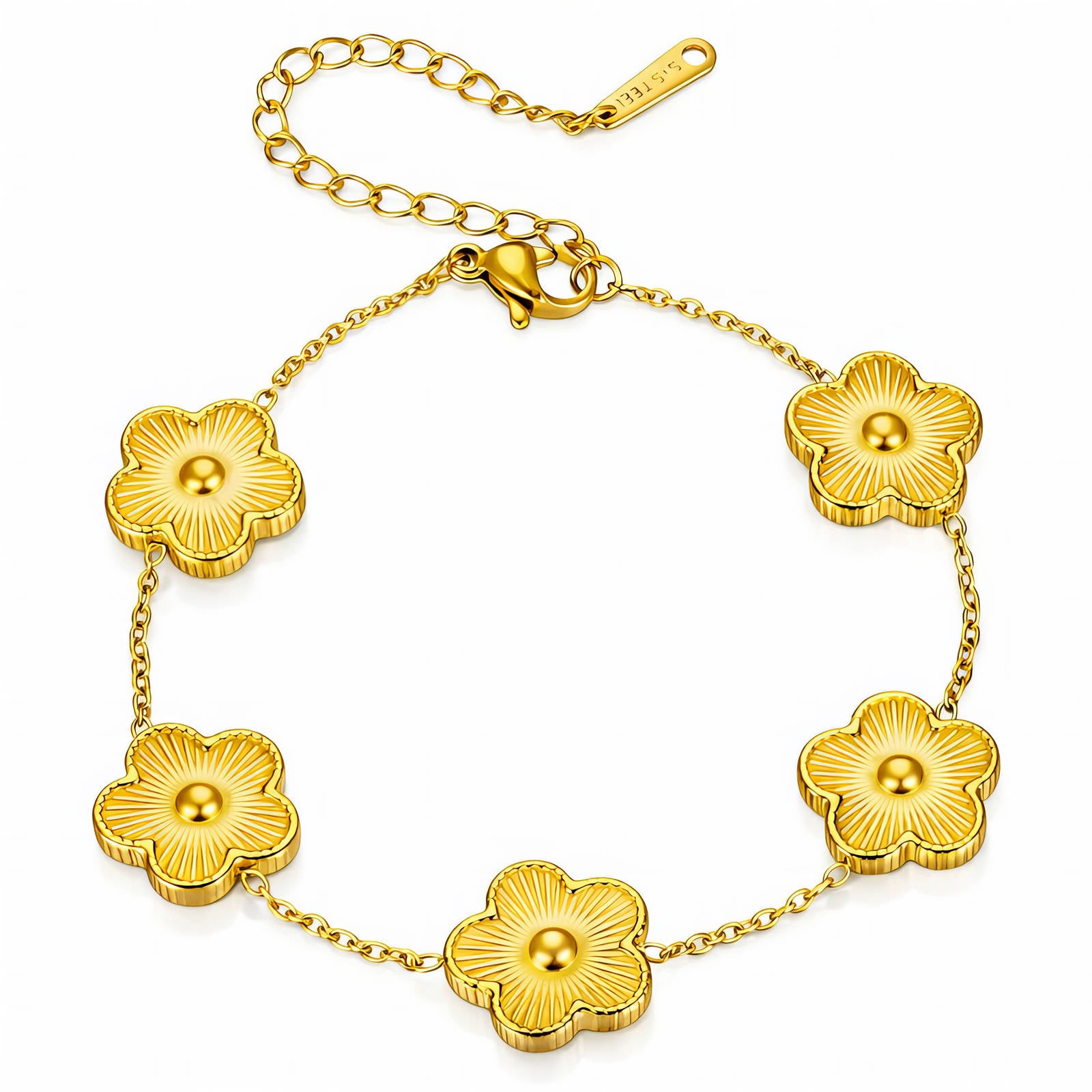 Waterproof gold flower bracelet for beach and everyday wear by Boho Studio