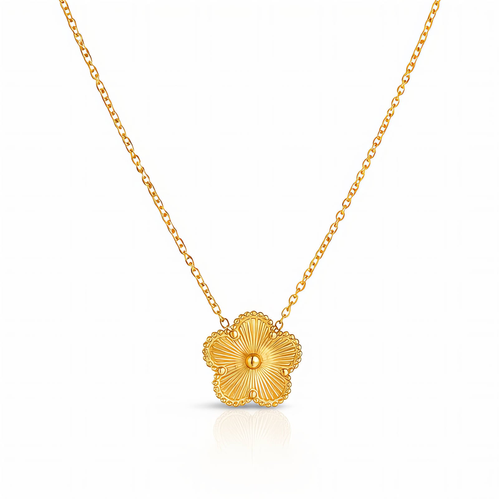 Waterproof 18K gold-plated flower pendant necklace by Boho Studio