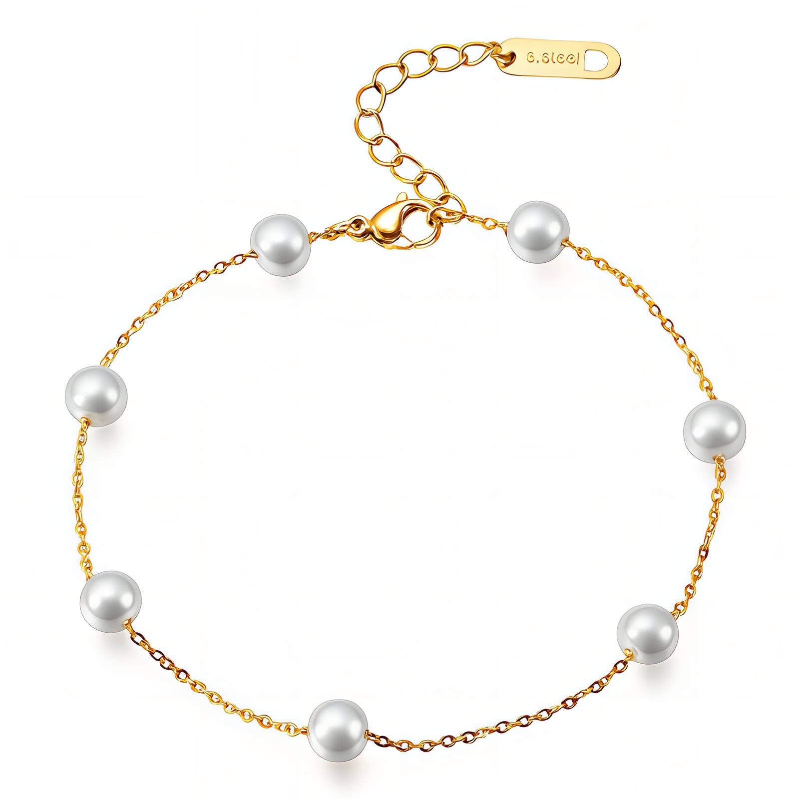 Waterproof gold pearl bracelet for beach and everyday wear by Boho Studio