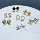 Flowers Earrings, 18K Gold Plated Steel