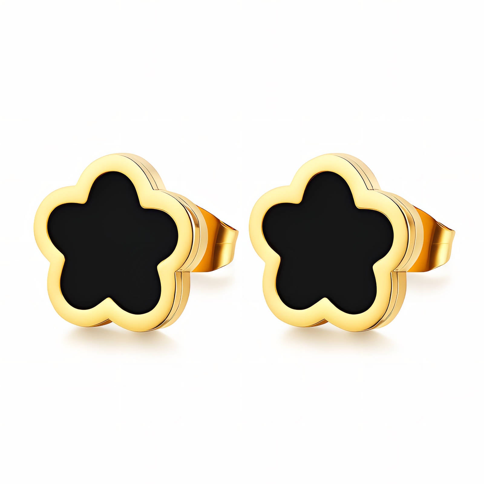 Waterproof gold flower stud earrings by Boho Studio