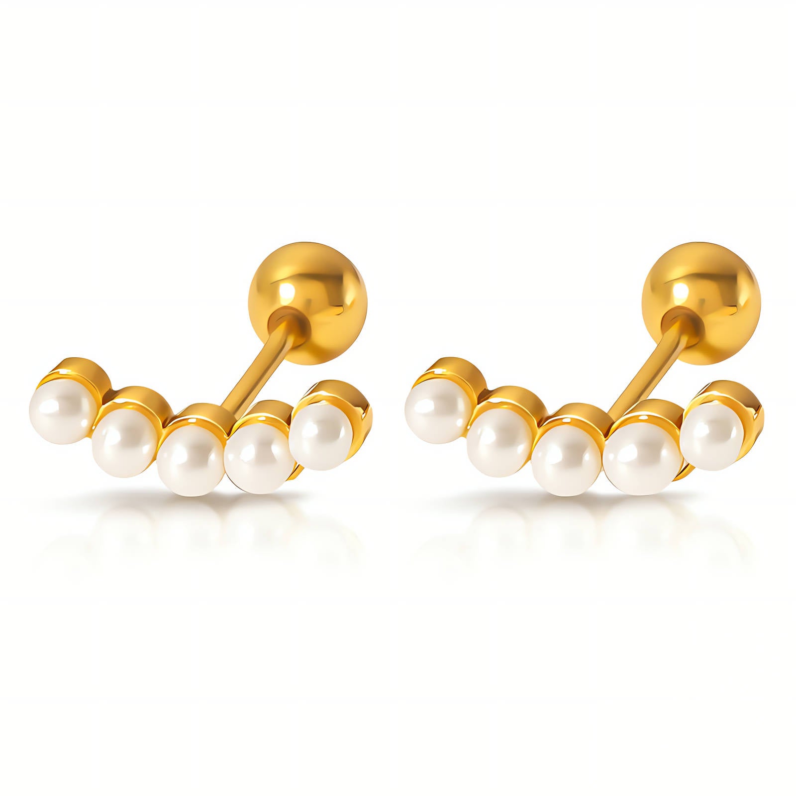 Waterproof gold pearl earrings by Boho Studio