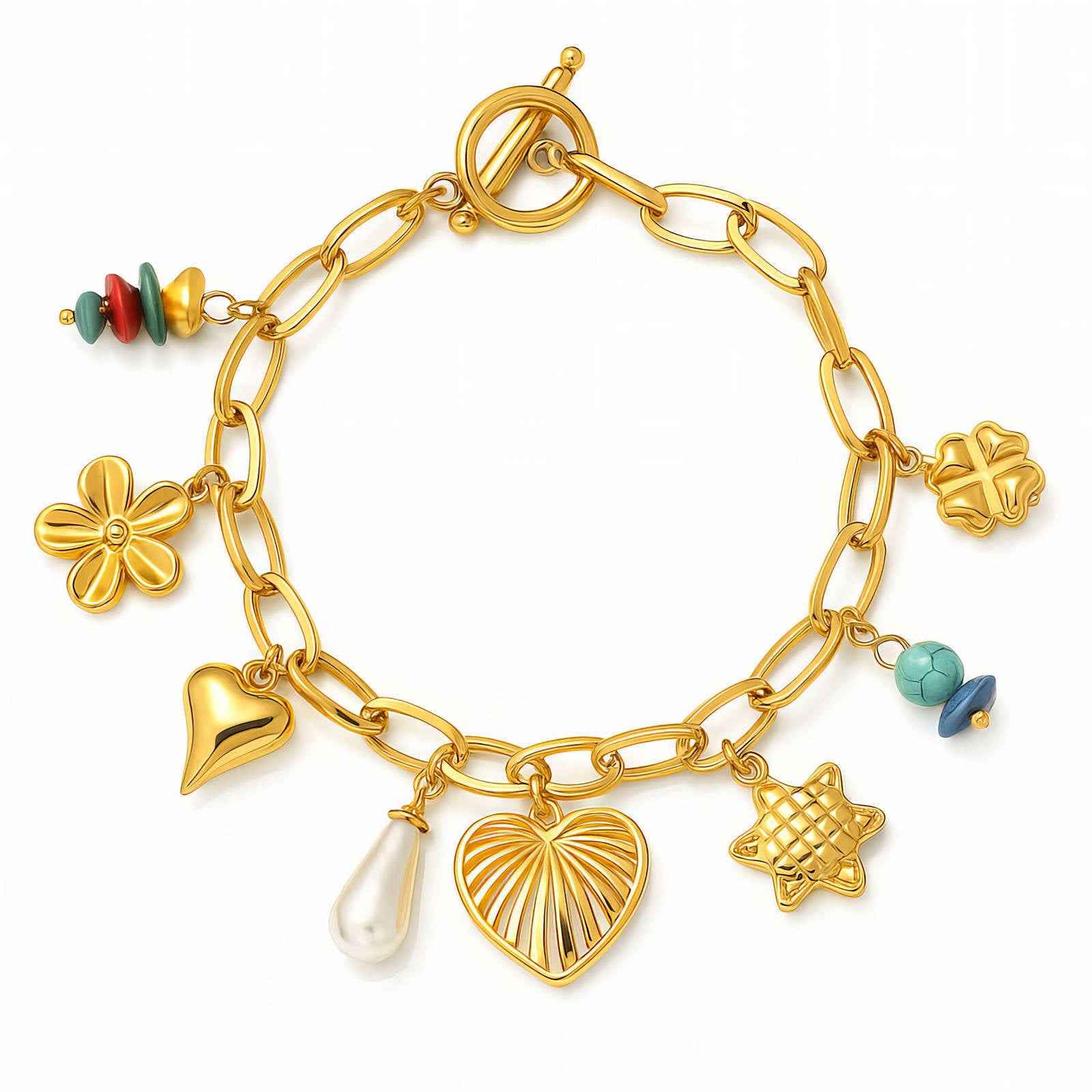 Waterproof gold hearts chain bracelet by Boho Studio