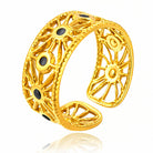 Waterproof 18K gold-plated sun motif adjustable ring by Boho Studio