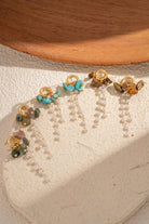 Boho Studio gold-tone drop earrings set with natural stones and pearls