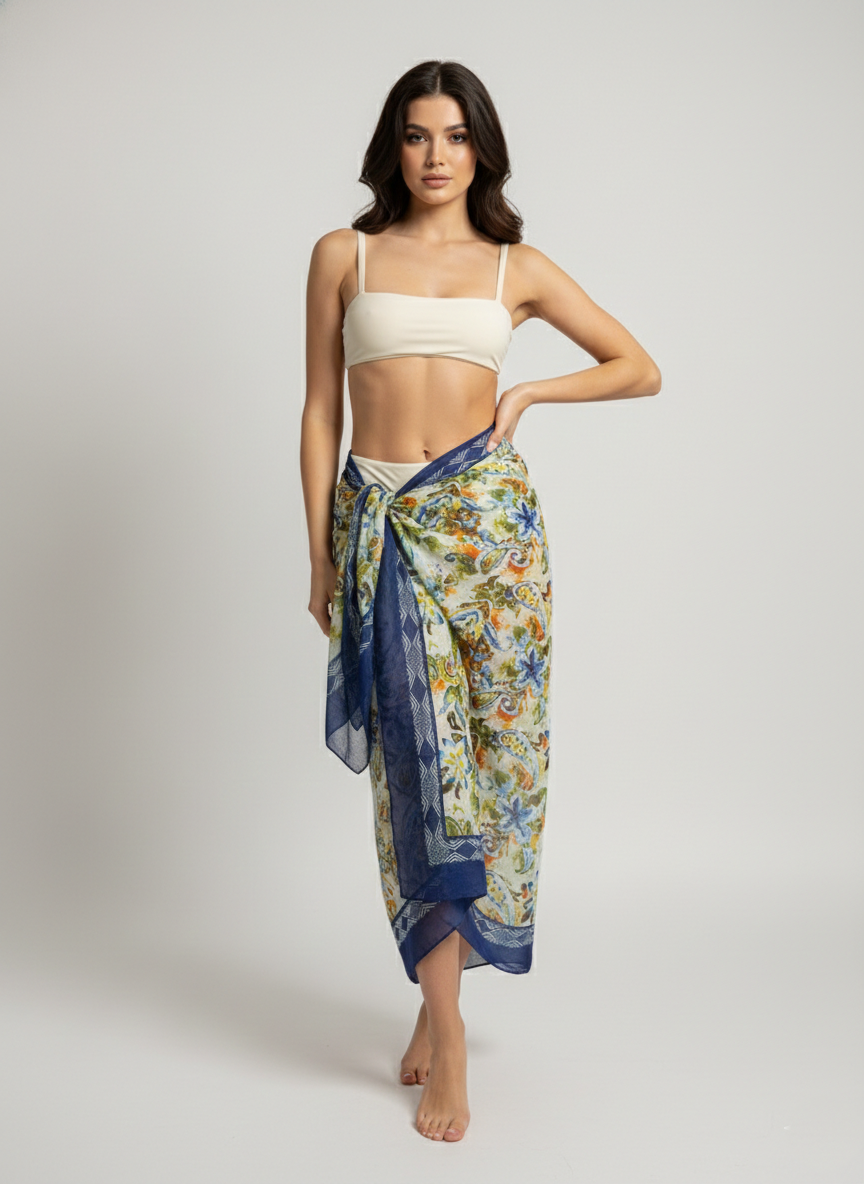 Boho Studio Capri Nomad oversized cotton pareo with artisan print