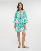 Boho Studio verdant green cotton kaftan for resort wear