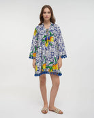 Boho Studio blue embroidered cotton resort kaftan