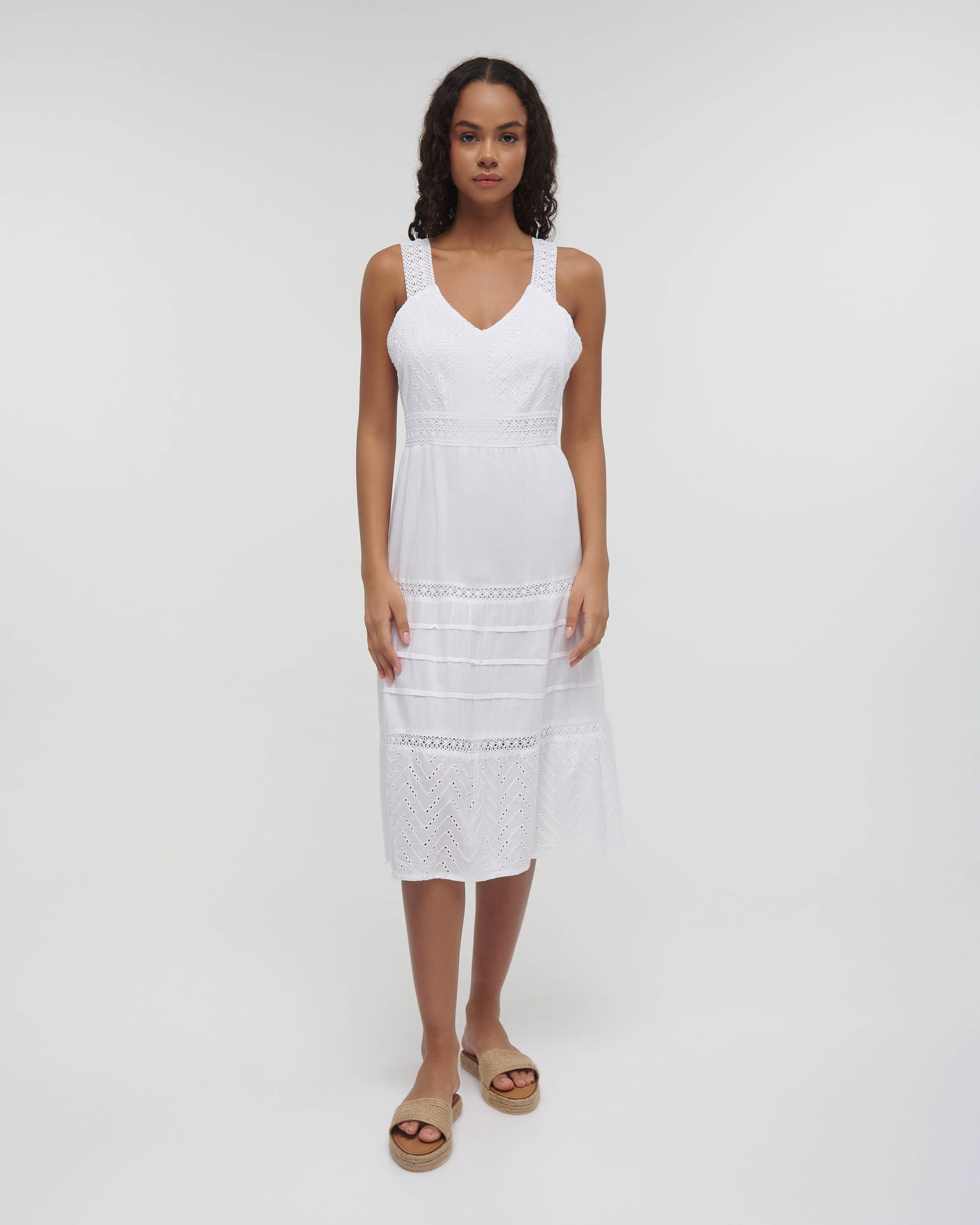 Boho Studio white cotton sleeveless mini summer dress